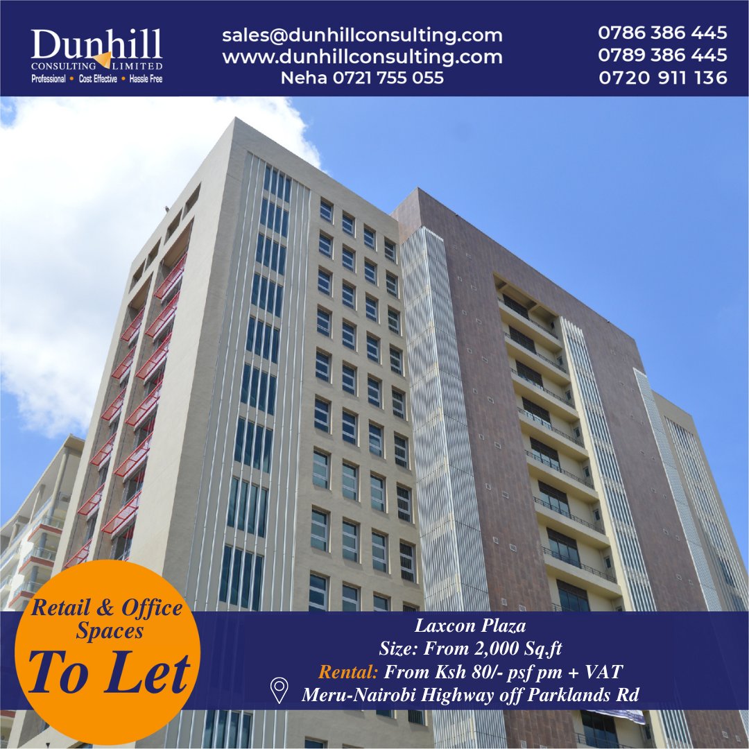 📞0789 386 445 / 0786 386 445 / 0720 911 136

#parklands #merunairobihighway #commercial #commercialdevelopment #tolet #rent #officepsace #smallofficespace #readyforfitouts #dunhillconsulting #professional #costeffective #hasslefree #nairobi #kenya #modern #newlydeveloped