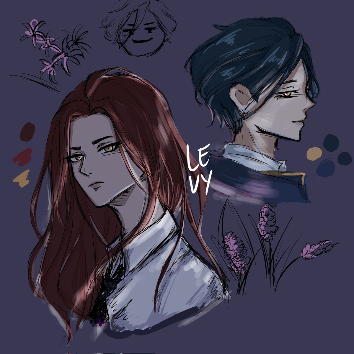 Colored sketches ^-^ ; Lauren and kym #artph #ArtistOnTwitter #art #sketch #purplehyacinth