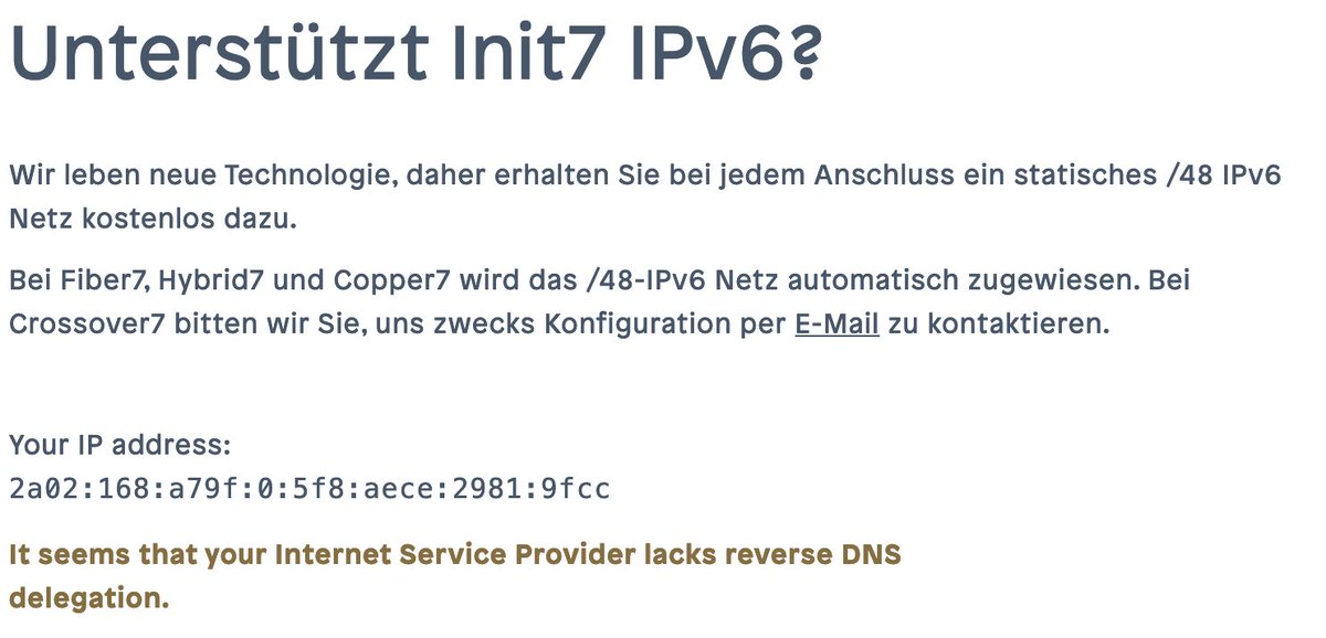 Christoph Ackermann (Acki) (@acki_) on Twitter photo Internet Service Provider ist in dem Falle <a href="/init7/">Init7 (AS13030)</a> 😜
Brauche ich da etwas Geduld (Anschluss heute in Betrieb genommen) oder müsst Ihr nachhelfen? Internet Service Provider ist in dem Falle <a href="/init7/">Init7 (AS13030)</a> 😜
Brauche ich da etwas Geduld (Anschluss heute in Betrieb genommen) oder müsst Ihr nachhelfen?