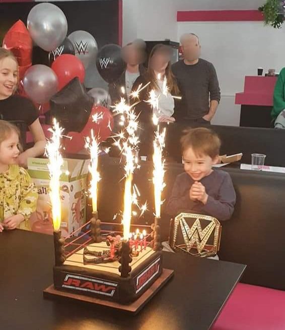 When you're turning 6 and <a href="/GlennJacobsTN/">Glenn Jacobs</a> is your hero, you have to have a Kane cake with him pinning <a href="/FightOwensFight/">Kevin</a> for the 3 count! <a href="/WWE/">WWE</a>