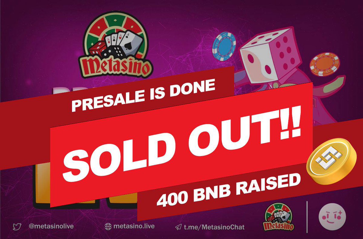 hodl_strong's tweet photo. 🔥🔥@MetaSinolive Presale on Pinksale is sold out. 🔥🔥👌🏼
Thank you guys for believing in the project. 🤝🏼
JOIN TG: https://t.co/GjsrnGrxbf
More to come...🎱🎰🎲🃏
#metasino #casino #P2E #Metaverse #NFT https://t.co/2yGXyVBRLx