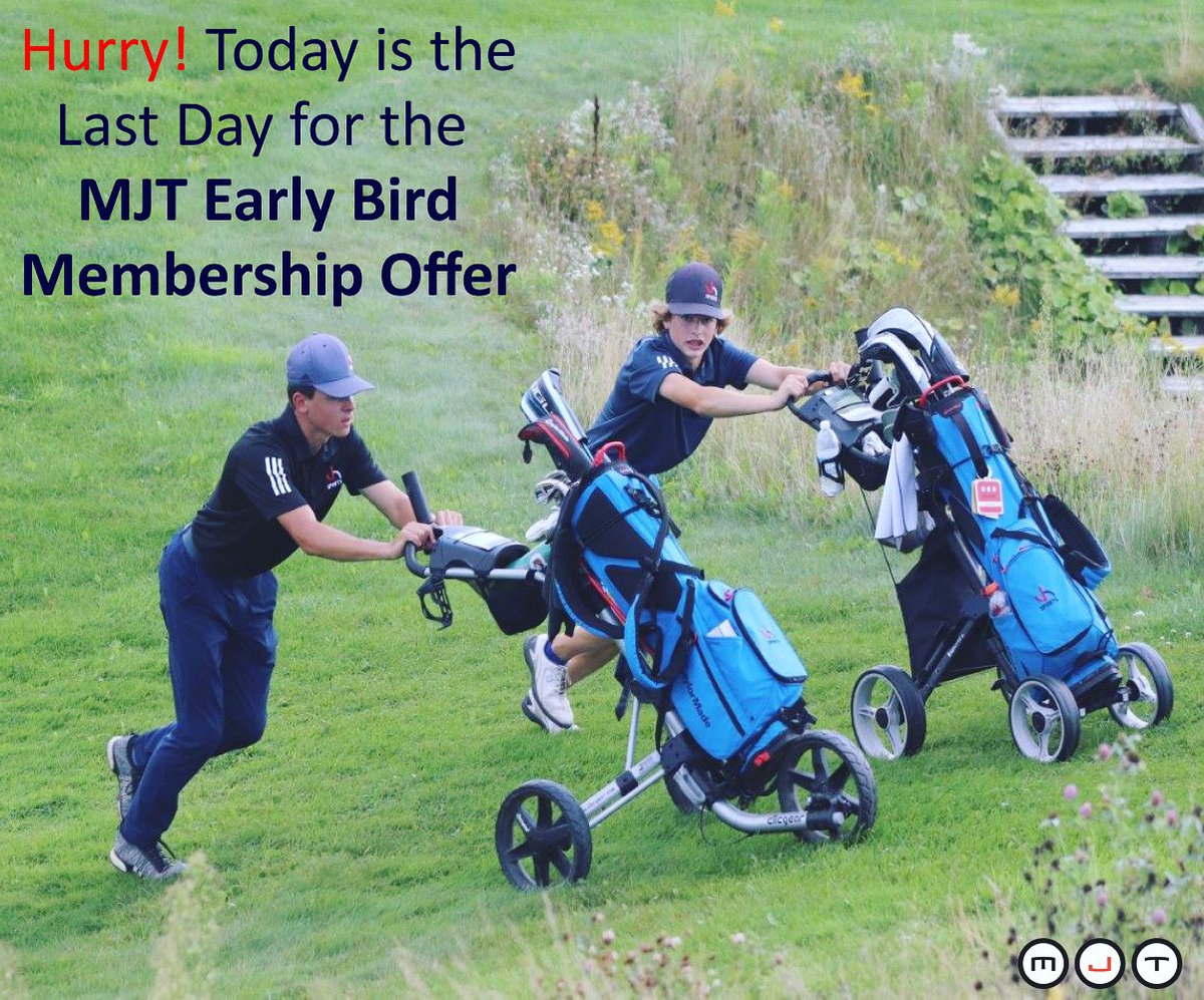 It’s the last day! The 2022 MJT Early Bird Membership sale ends today, January 31. Last chance to save $$ and also enter a fantastic draw to win one of three @taylormade_ca prize packages! Join in and become a part of Canada’s #1playedjuniorgolftour.

#earlybird #MondayMotivation