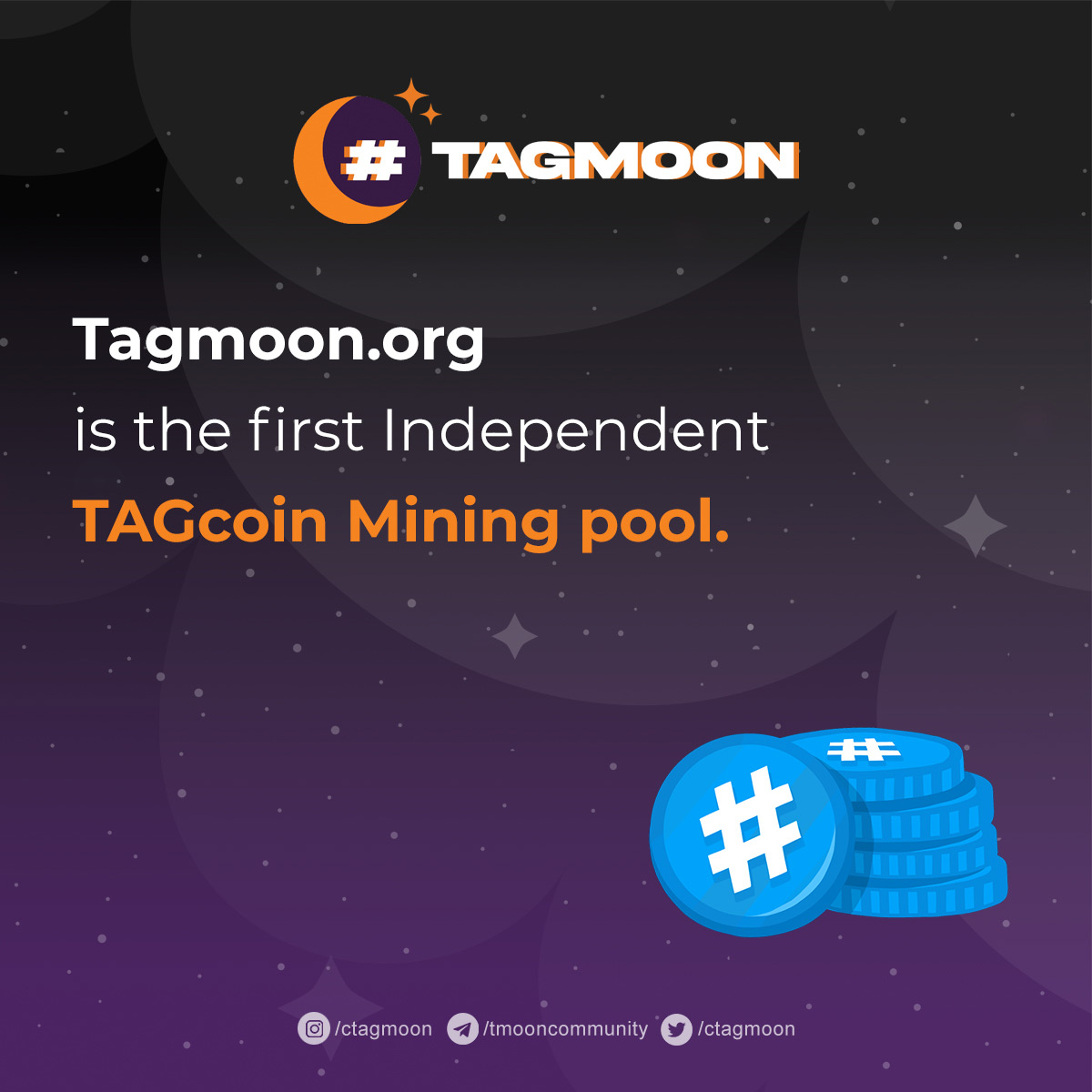 ctagmoon's tweet image. Did you know that TagMoon.org is the first TagCoin mining pool? DM us to know more!
#tagmoon #tagprotocol #tagarmy #hashtag #hashtags #NFT #passiveearning