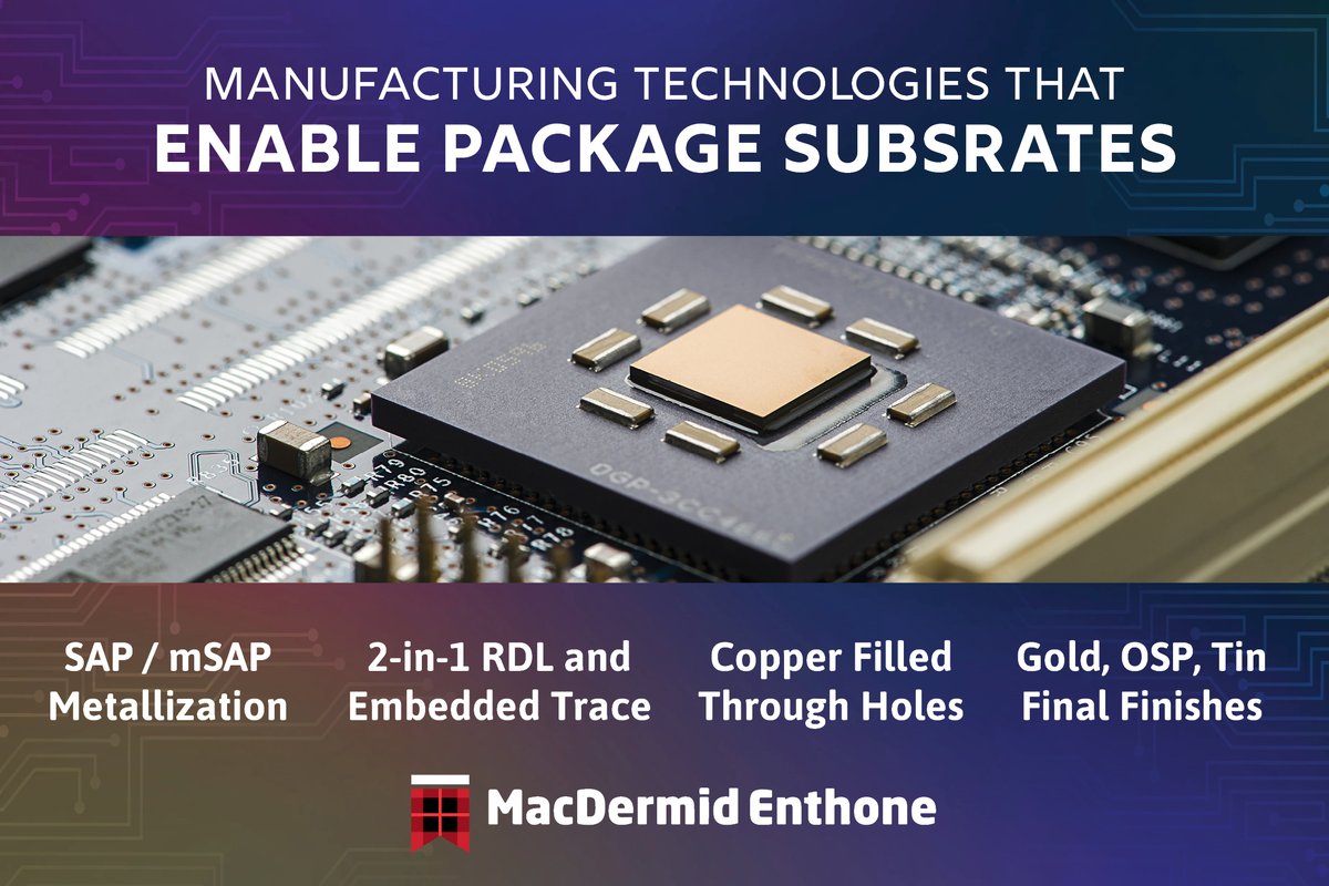 Our portfolio of solutions for creation of advanced circuitry in package substrates is helping the industry to solve key challenges facing the next generation of electronic devices. #icsubstrates #pcb #enig Learn More: bit.ly/3IPfhgN
