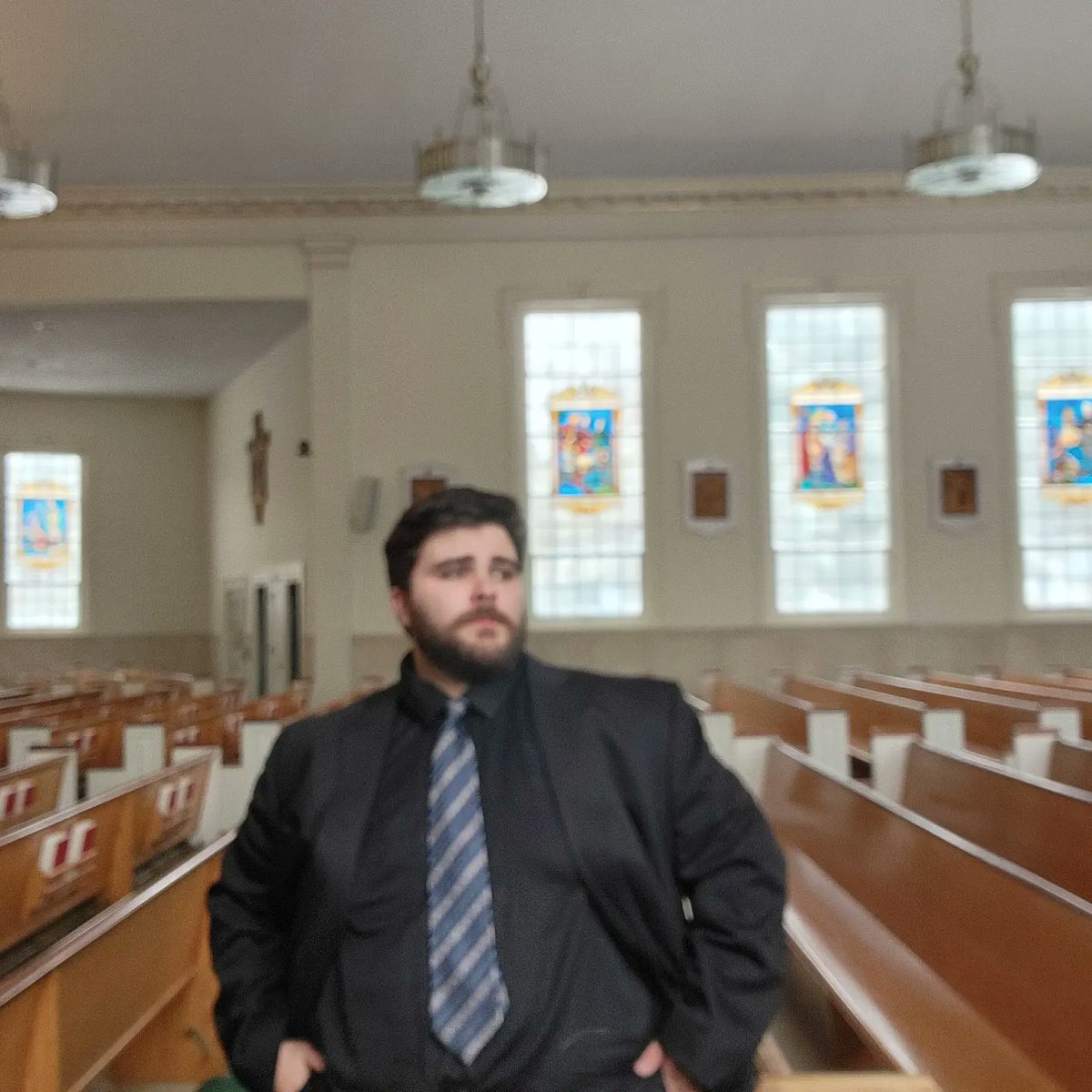 Felt cute!!
 in a church!
#gaybear #bear #gay #suit #bigandtallfashion #gaybeard