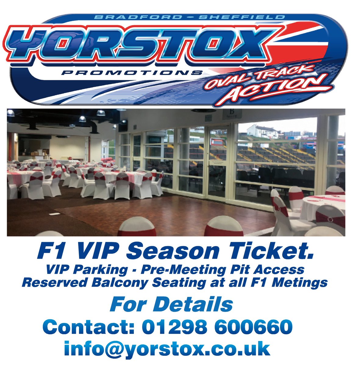 HOTTEST TICKETS IN TOWN

YorStox are pleased to announce the release of the 2022 BriSCA F1 season ticket for all Bradford event dates. This will include access to the hospitality facilities. Contact us today to secure yours