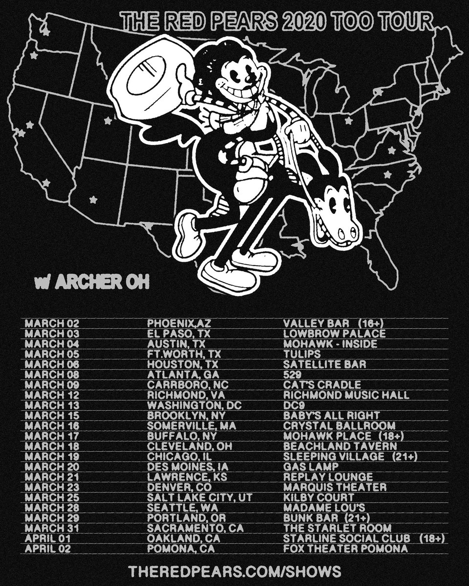 2020 Too Tour!!! W/ <a href="/archer_oh/">archer oh</a> starts in March!!

We are excited to be back on the road again! :) Catch us at a city near you! We missed y’all ❤️‍🔥

Tickets available this Wednesday.

Flyer by the ever immaculate <a href="/_luease/">Luis Martinez</a>