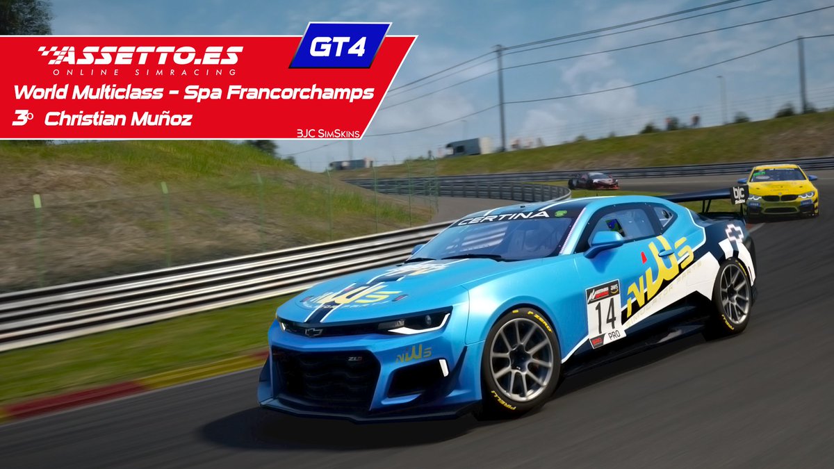 🏁Podio GT4 WORLD TOUR
📍<a href="/circuitspa/">Spa-Francorchamps</a> 🇧🇪

<a href="/NWSesports/">NWS eSports Team</a>
 <a href="/MotorEsportsTV/">MotorEsportsTV</a> #Simracing
<a href="/AC_assettocorsa/">Assetto Corsa</a>
#AssettoCorsaCompetizione

📸<a href="/BjcSim/">BJCSimSkins</a>

👉🏼Mas campeonatos en nuestra web Assetto.es