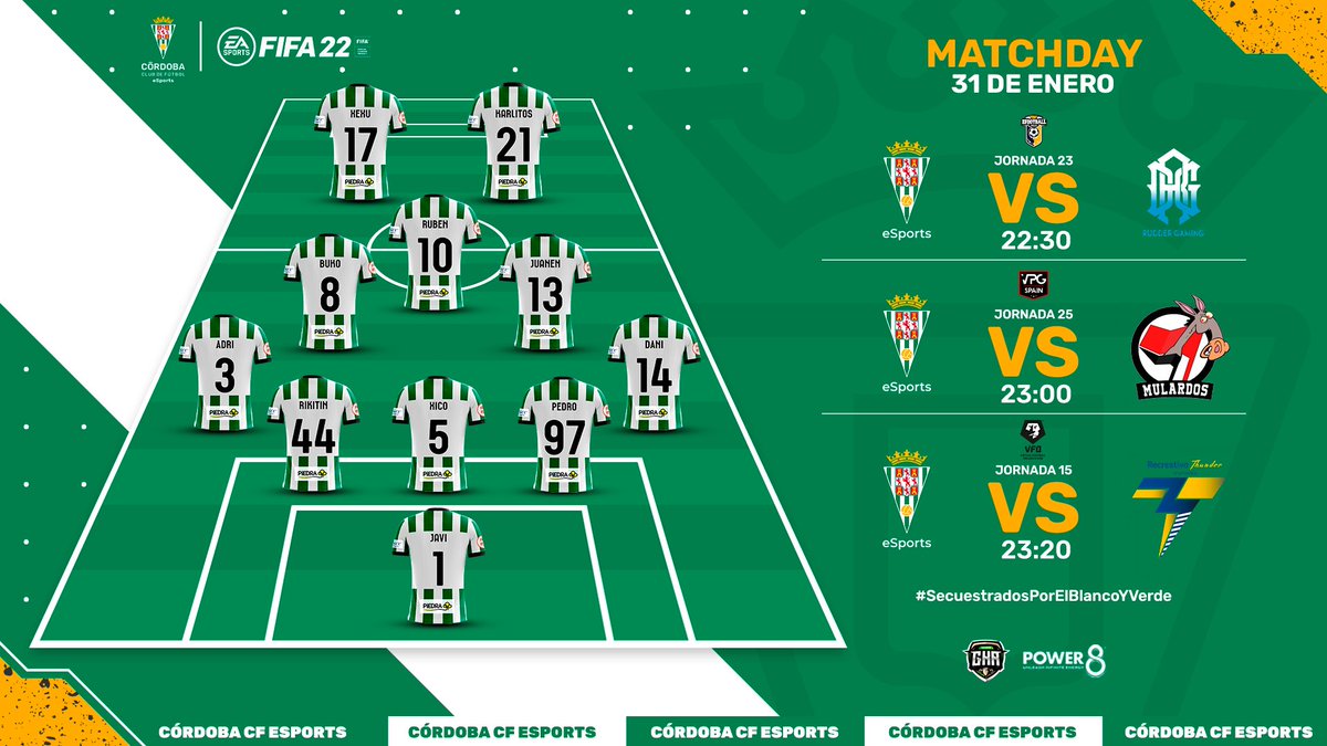 💪 ¡Semana importantísima para los chicos de Clubes Pro!

🔥 𝓜𝓪𝓽𝓬𝓱  𝓓𝓪𝔂
🎮 #Fifa22

🏆 22:30  @PLGeFootBall
🆚 @RudderGaming 

🏆 23:00  <a href="/VPG_Spain/">Virtual Pro Gaming España</a>
🆚 <a href="/MULARDOS/">MULARDOS 🐴🎮⚽</a> 

🏆 23:20  <a href="/VFOspain/">VFO España</a>
🆚 <a href="/RecreThunder/">Recreativo Thunder eSports</a> 

📺 twitch.tv/ccf_esports