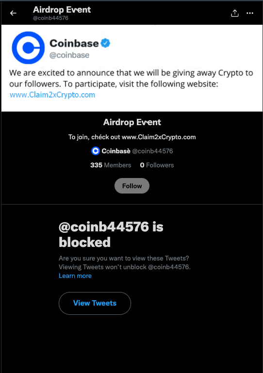 CryptoBunny95's tweet photo. Beaware of #scammers ‼️

This is a fake profile that invites you for a fake airdrop, you risk to lose your funds if you connect you wallet to their site. 🤓 https://t.co/ye6WJvVg0U
