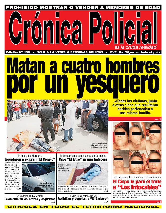 jenrryx's tweet photo. Alguien recuerda cuando salía el periódico "Crónica Policial" ? Que tenía unas fotos aterradoras de crímenes? Que vaina tan loca...No sé si todavía sale #venezuelaretro #venezuelan https://t.co/3Ozin85IIj