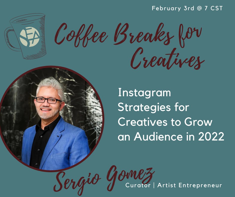 Two Exciting Free Sessions for Creatives this February. Up first is artist Sergio Gomez who will be discussing #InstagramStrategies for Creatives this Thursday at 7 PM CST Learn more selfemploymentinthearts.com/free-weekly-se… #GrowYourAudience #Artists <a href="/SergioGomezArt/">Sergio Gomez</a>