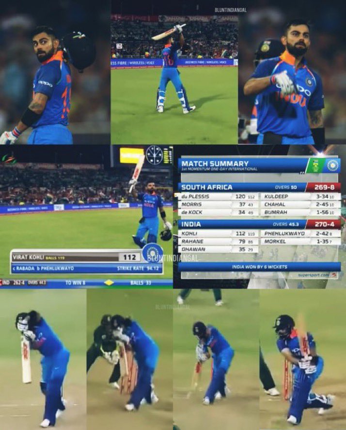 BluntIndianGal's tweet photo. On this day in 2018, Virat Kohli scored his 33rd ODI century and became the only Indian captain to score both ODI &amp; Test centuries in SA.

SA was unbeaten from last 17 ODIs at home, India Under Virat Kohli ended winning streak of SA at home and Kohli won Motm award🐐 https://t.co/SQ2kkxy8Hn