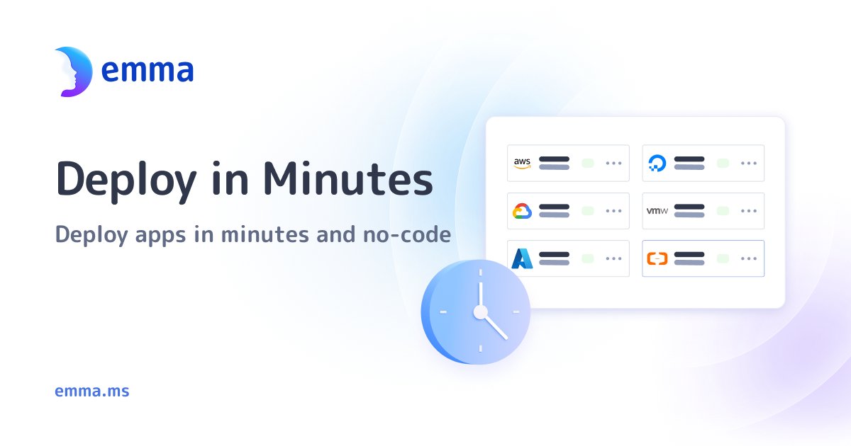 Build faster than your competitors with emma:
- deploy apps in minutes
- choose the best pricing option from the market
- get cloud credits to accelerate your growth
- reduce your cloud bill with emma. 
Sign Up today emma.ms and get €50 for the trial period.