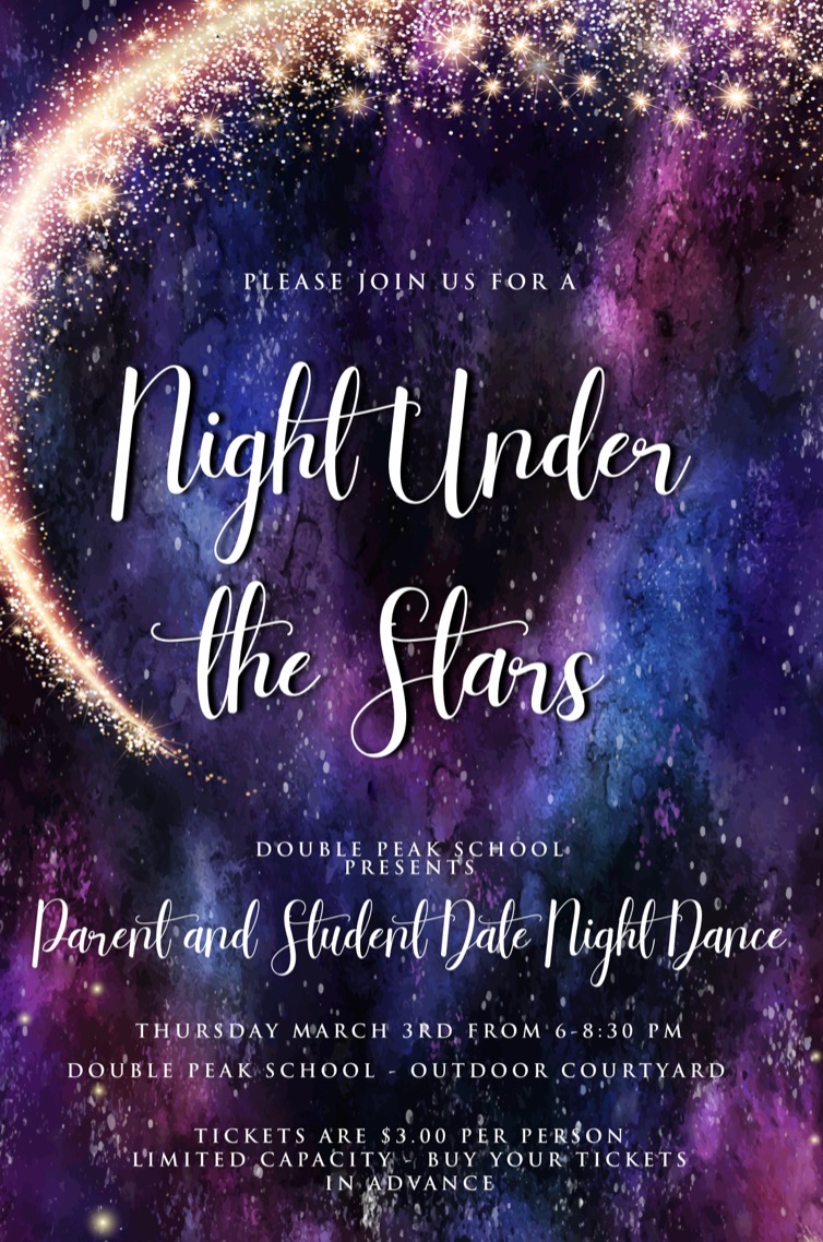 Save the date! Tickets will be on sale soon! Night Under the Stars - Parent and Student Date Night Dance. March 3, 2022, 6:30 p.m. to 8:30 p.m. $3 per person