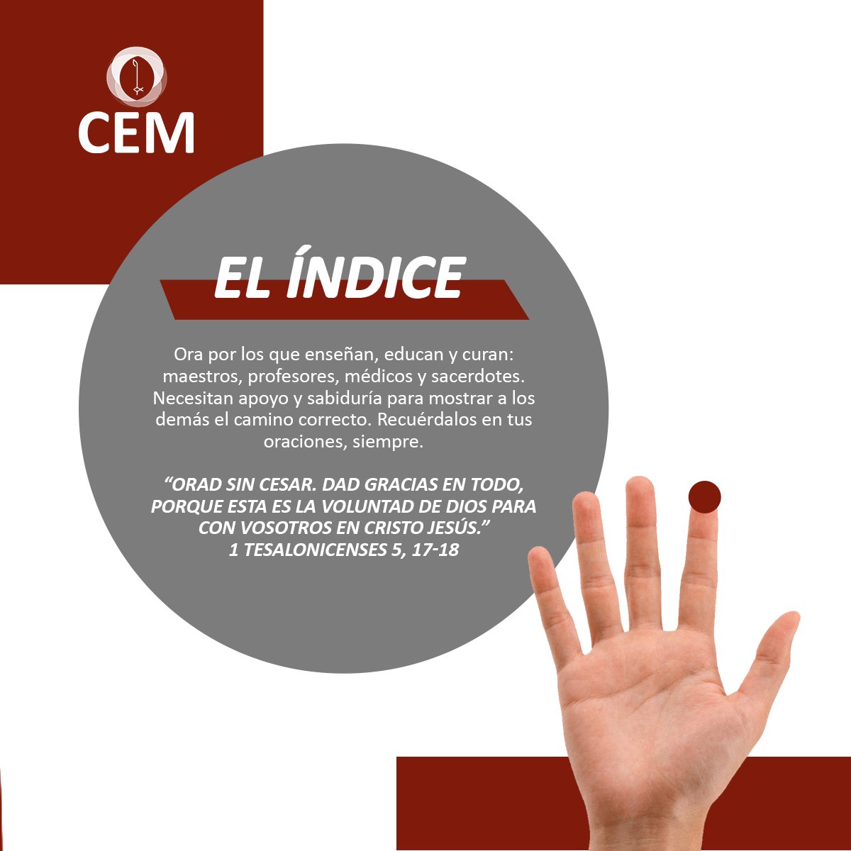 IglesiaMexico's tweet photo. En las últimas dos semanas hemos hablado mucho sobre la oración, ¿pero por qué a menudo pensamos que es difícil orar? 
Hoy te compartimos el tip de la oración de los 5 dedos de S.S el Papa Francisco. ¡Cada dedo de tu mano señala una intención en particular! 🖐🏻 https://t.co/71K3mElL0Z