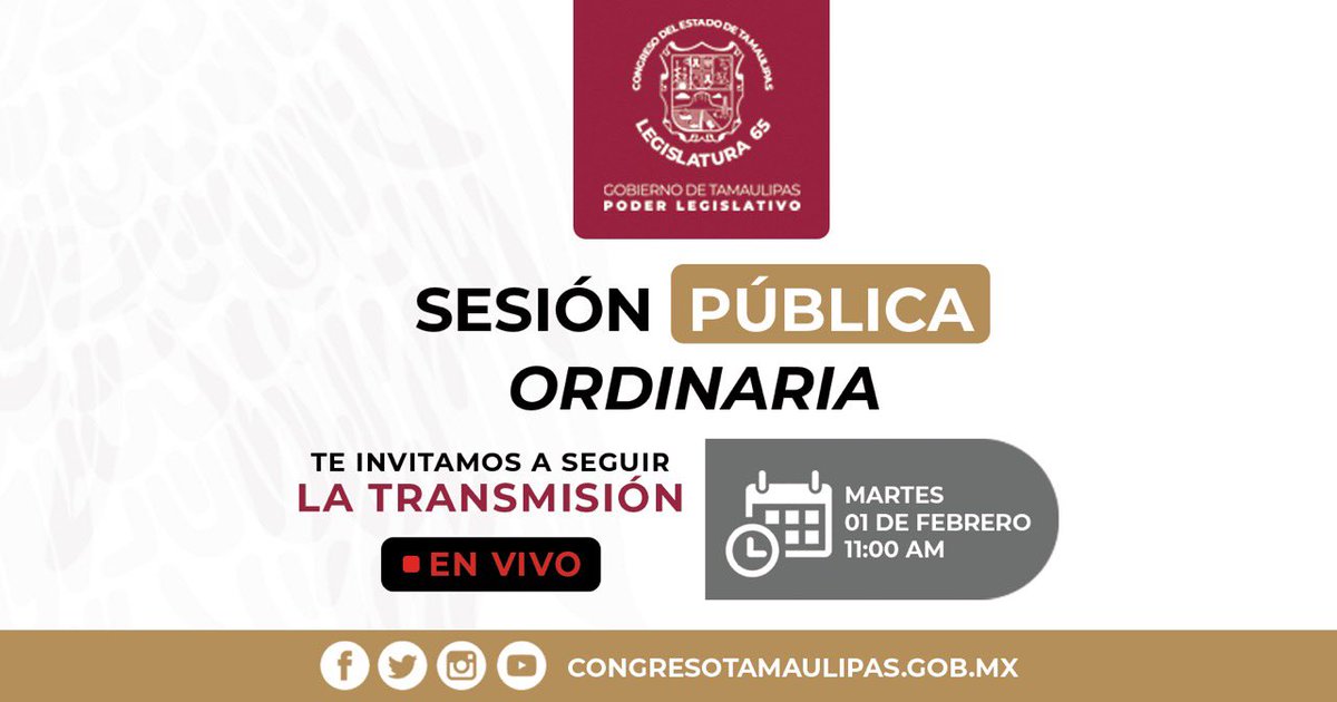 CongresoTams's tweet photo. #Infórmate #Tamaulipas 📌
Mañana Sesión Pública Ordinaria, a partir de las #11Horas. 🏛
#Recuerda síguenos #EnVivo 🔴
📲👩🏻💻🧑🏻💻 https://t.co/S7BpFsvvTw