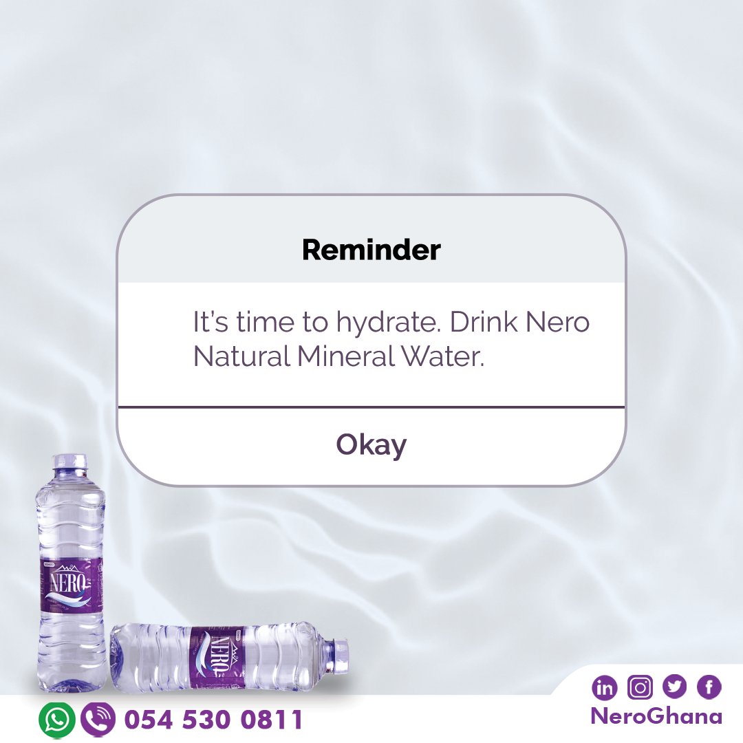 neroghana's tweet photo. A kind reminder π #DrinkNero #NeroGhana
#StaySafe #ExperienceNature #TrustInEveryDrop #LoveNeroMineralWater https://t.co/Zn83kX308F