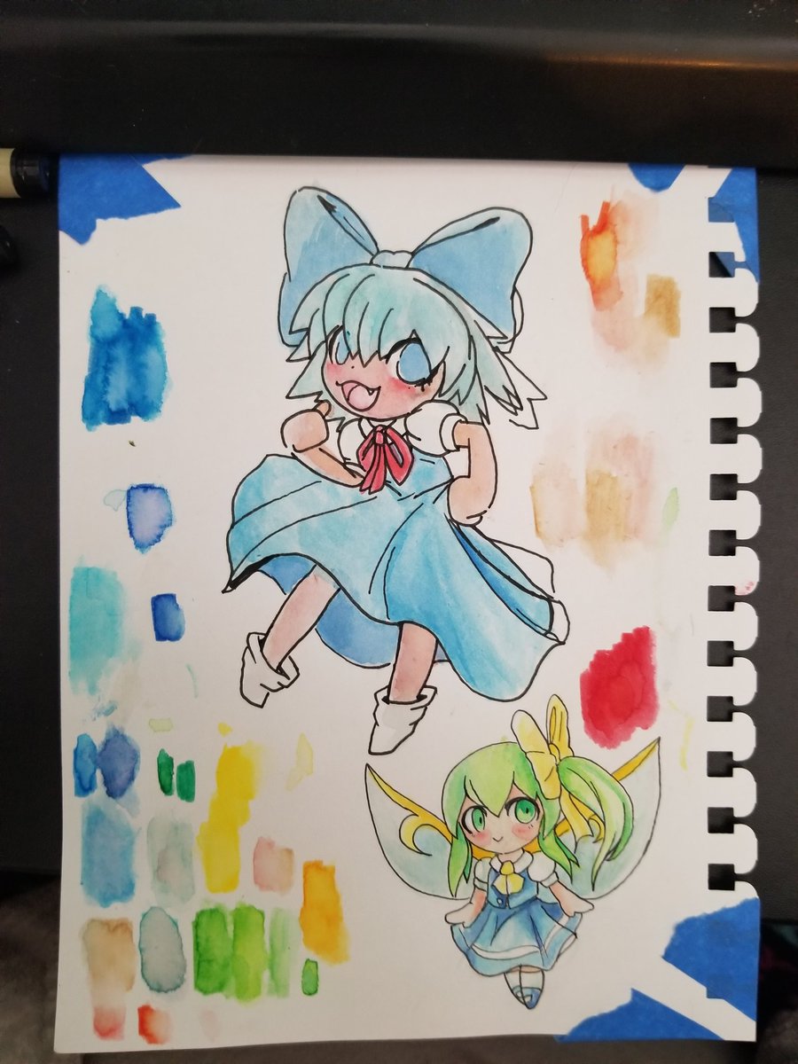 irisillych's tweet photo. Practice with a Cirno trace and a small Daiyousai! I kinda spoiled the final Dai by adding in the blush, but these were for learning uwu https://t.co/CO16qE5gGZ