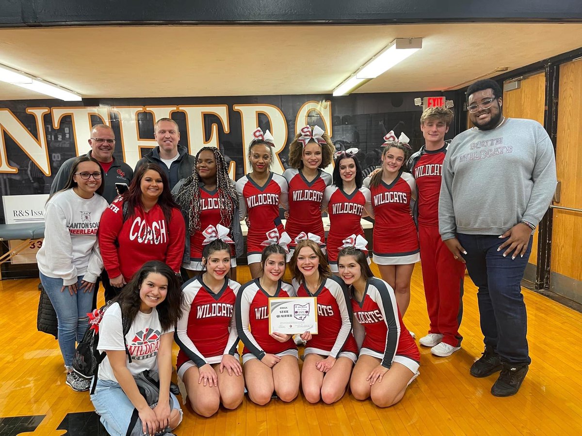 CSHSCheer's tweet photo. Your Canton South competition team is headed to STATE for the 6th year in a row !!! thank you sm for all the love and support we received yesterday! it was greatly appreciated 🤍🤍❤️ #statebound #wc4L https://t.co/3OFh3KRGof