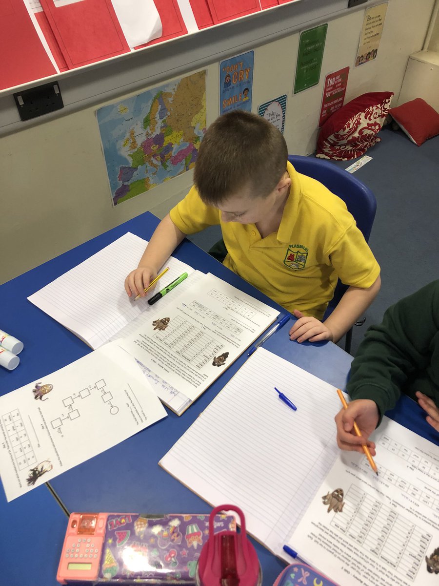 PlasmarlPrimary's tweet photo. Lots of fun this afternoon using our multiplication skills to solve the mystery. @plasyear4and5 #newtopic #facebehindthemask 🎭#PlasNum https://t.co/2UM3yiZyuJ