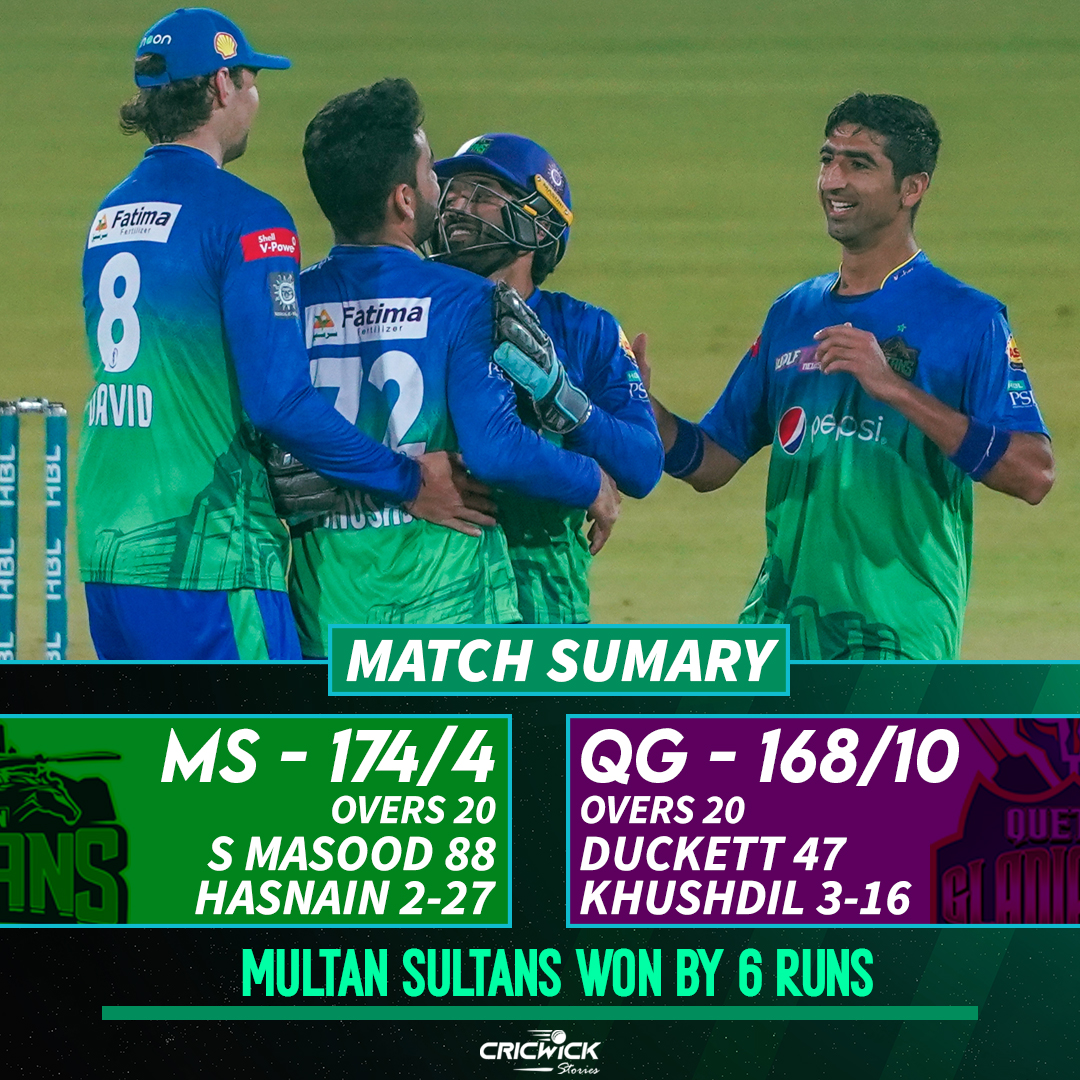 SeedaBalla93's tweet photo. WHAT A GAME!!🥺🥺 - We have witnessed an absolute thriller at the NSK as @david_willey defends 8 runs in the last over to give @MultanSultans their third consecutive victory of the PSL-7🤩✌️

#CricWickStories #PSL7 #PSL2022 #LevelHai #MSvsQG #AgayDekh https://t.co/mbZgS9Jjez