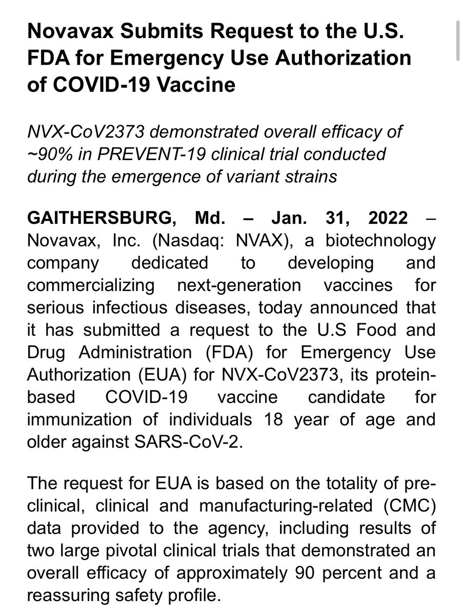 RT @megtirrell: Novavax says it’s officially filed for EUA of its #covid19 vaccine in the US https://t.co/QtKunI2sbm