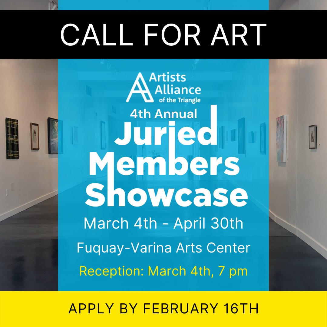 FVArts's tweet photo. 🖼 Call for Art for our 4th Annual Juried Members Showcase. https://t.co/eUV8dELDcJ https://t.co/c8npZeIUMP Deadline: 2/16 ⭐️ Reception: 3/4. The top selected art pieces will be on display @fvartscenter from 3/ 4 until 4/30/2022. ⭐️ Not a member? Become a member today! #ncartist https://t.co/72Ug04GP3L