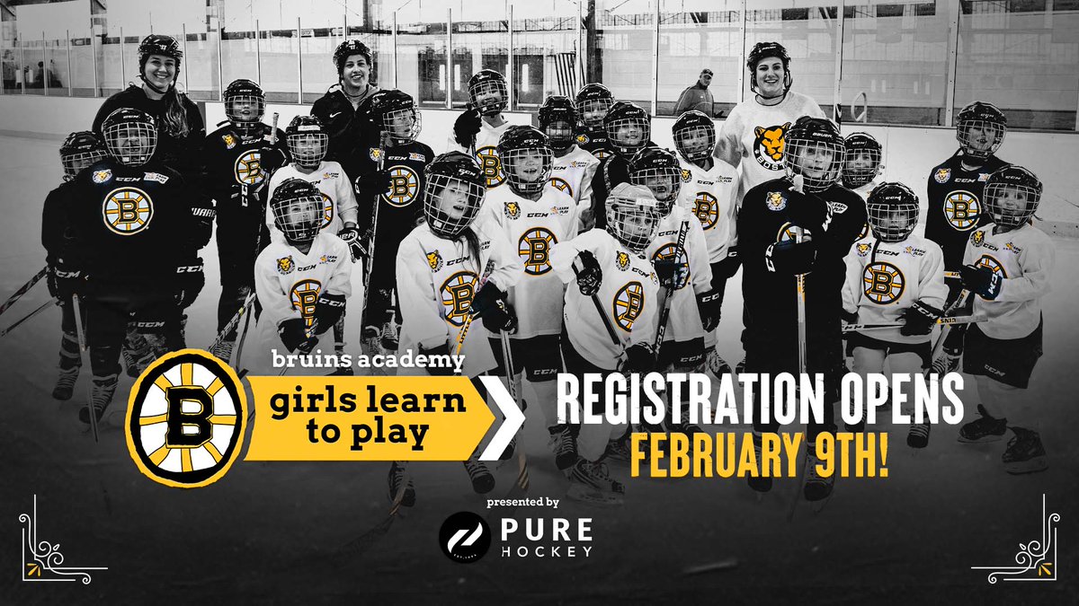 🚨Calling all 5-10 year old lil' die hards🚨 Our Girls Learn to Play program is back, providing aspiring, youth hockey players the opportunity to develop their skills. Mark your calendar, registration opens on February 9th at 10am. Learn more at BostonBruins.com/GirlsLearnToPl…