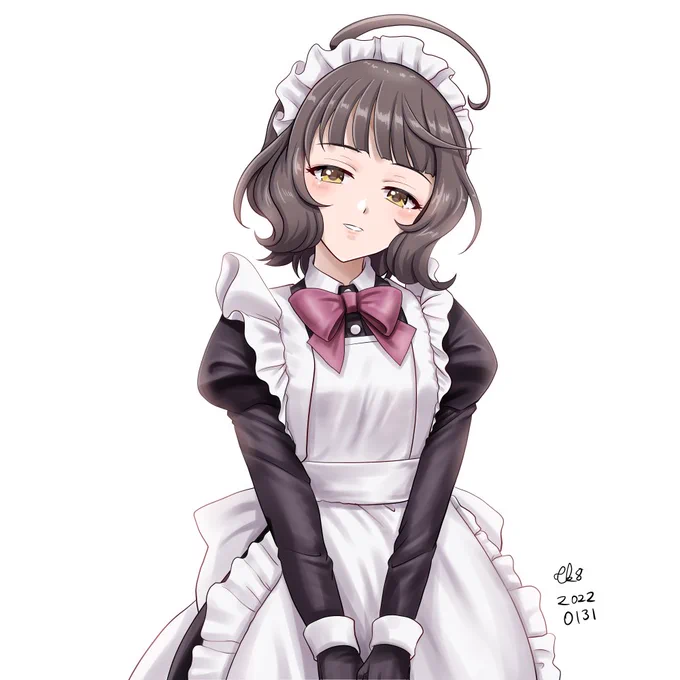 夕雲型の破壊力を体現したメイド岸波(余裕の大遅刻)  #艦これ #艦これ版深夜の真剣お絵描き60分一本勝負
#艦これ版真剣お絵描き60分一本勝負_20220131 https://t.co/J2FkdACDam 