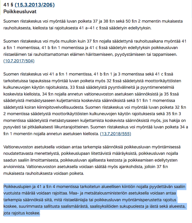 Leena_Iivonen's tweet photo. Olenko ainoa, kenen mielestä Maa-ja metsätalousministeriön asetuksenantovaltuutus kattaa ainoastaan poronhoitoalueen kiintiömetsästyksen rajoitukset näiden MetsL41§ ja 41a§ mukaisten lupien osalta?
@VilleNiinisto @EmmaKari #susi #asetus #metsästys https://t.co/7t80BHzvss