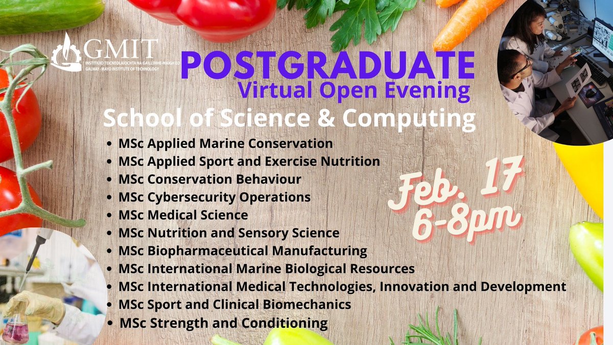 ATU Online, Flexible & Prof Dev Galway-Mayo (@atu_ofpdgalmayo) on Twitter photo Have a look at the menu to get a taste of what the School of Science and Computing will be talking about at our Virtual Postgraduate Open Evening on February 17th, 6pm-8pm <a href="/GMITOfficial/">Hurling_Kerry</a>. Register NOW! openday.gmit.ie #GMITPostgrad #masters #studyinireland #openday Have a look at the menu to get a taste of what the School of Science and Computing will be talking about at our Virtual Postgraduate Open Evening on February 17th, 6pm-8pm <a href="/GMITOfficial/">Hurling_Kerry</a>. Register NOW! openday.gmit.ie #GMITPostgrad #masters #studyinireland #openday