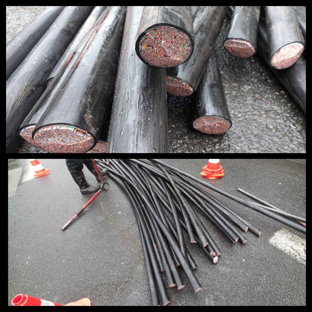🚧 chantier en cours dans le #tarn de dépose d'un câble 1800 paires cuivre 🦺, pour:
✅ libérer des conduites pour la fibre
✅ recycler le cuivre 

Il ne s'agit pas de réglisse géante 🤣🤣

#uioccitanie