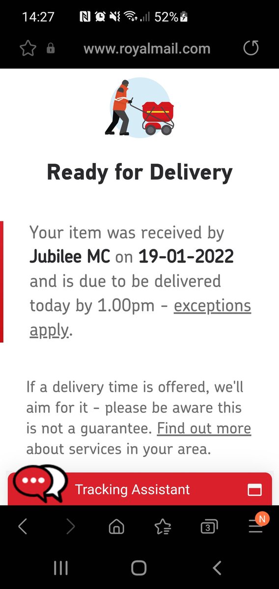 BookiC's tweet photo. @GMB Sending an item back for a refund because it didn't arrive on time and now no scans since 19th Jan, leaving me £415 out of pocket plus the extra I had to pay out to get what I needed on time 🙃 https://t.co/qGKrv5KBSU