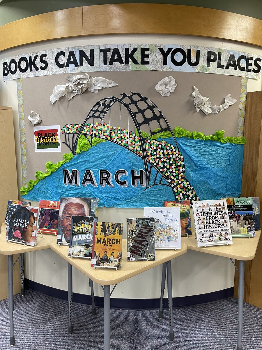 ilcs_library's tweet photo. #BlackHistoryMonth display inspired by Tessa Allen’s book “Sometimes People March” and @repjohnlewis ‘s books March 1, 2,and 3 https://t.co/oRhOSV6q2K