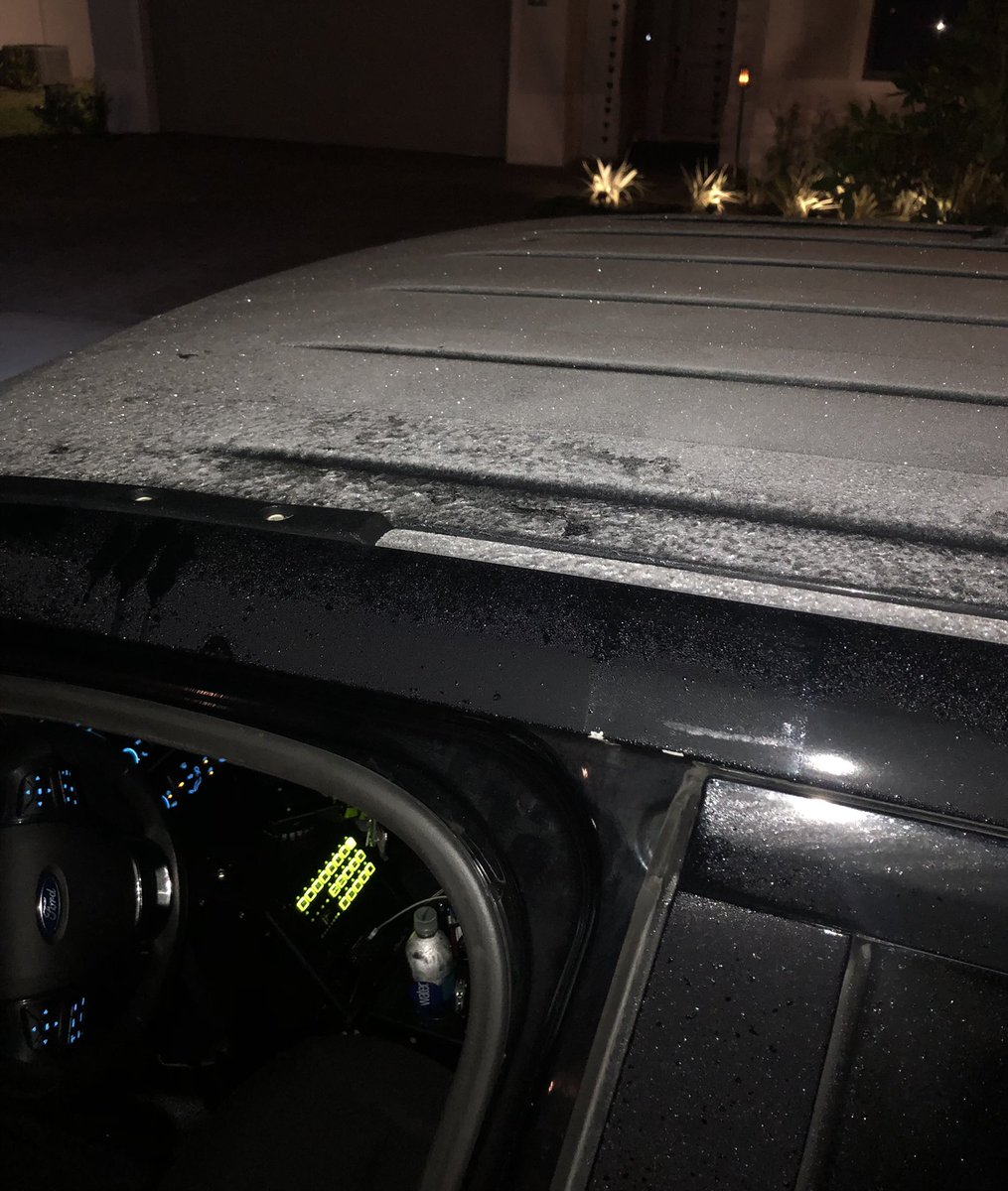 EliLavandera's tweet photo. @weatherchannel @wunderground 
Temps reached 30 degrees this morning, this was our car 🥶 in Ave Maria, FL https://t.co/DTXPdxNtIr