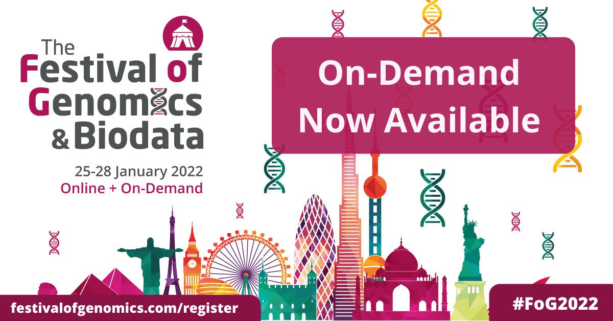 FoGenomics's tweet photo. On-Demand is available! There is still time to view the Festival of Genomics and Biodata 2022, the world's largest genomics &amp; biodata event! With over 200 speakers, 4 days of content, 8000+ attendees, don't miss out.
Register to view here: https://t.co/5iDcLUWbSV https://t.co/wHE9loSbRC
