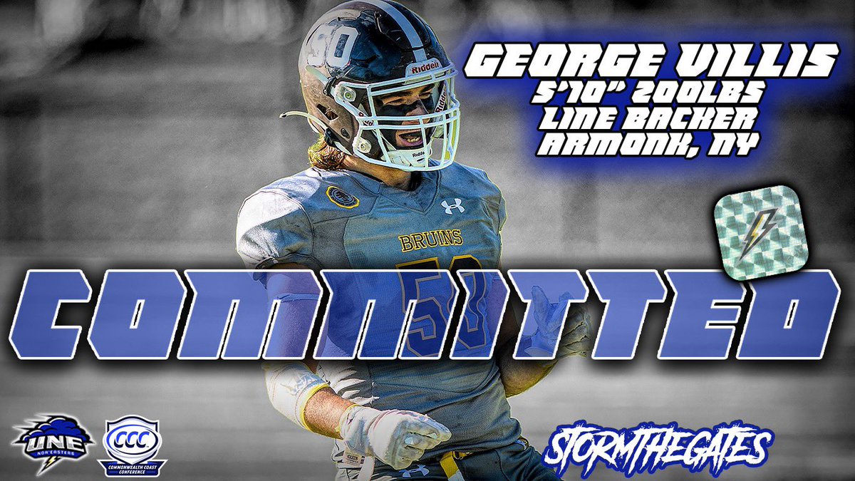 George Villis (@villis_george) on Twitter photo I am blessed and excited to say I have committed to the University of New England to continue my athletic and academic careers. #StormTheGates <a href="/UNEfootball/">University of New England Football</a> <a href="/CoachTreschitta/">Kenny Treschitta</a> <a href="/CoachLichten/">Coach Mike Lichten</a> @WickFootball_20 <a href="/CoachMHannigan/">Michael Hannigan</a> <a href="/Coach_Wayne55/">Coach McGillicuddy</a> I am blessed and excited to say I have committed to the University of New England to continue my athletic and academic careers. #StormTheGates <a href="/UNEfootball/">University of New England Football</a> <a href="/CoachTreschitta/">Kenny Treschitta</a> <a href="/CoachLichten/">Coach Mike Lichten</a> @WickFootball_20 <a href="/CoachMHannigan/">Michael Hannigan</a> <a href="/Coach_Wayne55/">Coach McGillicuddy</a>