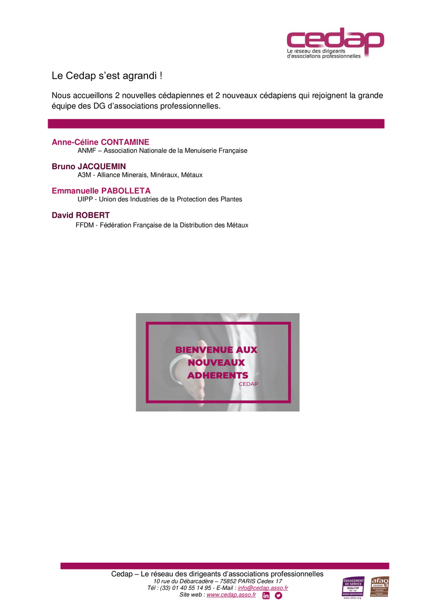 cedap_assopro's tweet photo. 👋 Bonjour aux nouvelles adhérentes et nouveaux adhérents qui rejoignent la grande famille de #DG d'#associationsprofessionnelles !

#welcome https://t.co/ly2eMnIs8l