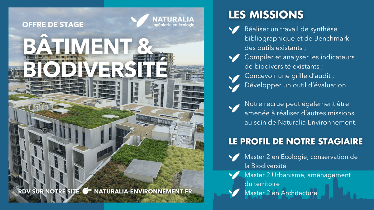 NaturaliaEnv's tweet photo. {Offre de #stage} Nous recrutons un(e) stagiaire pour une durée de 6 mois au sein de notre agence de #Lyon !
😉👉https://t.co/PiHXLaQccM

#Recherche #recrutement #biodiversité https://t.co/zflszhHtiU