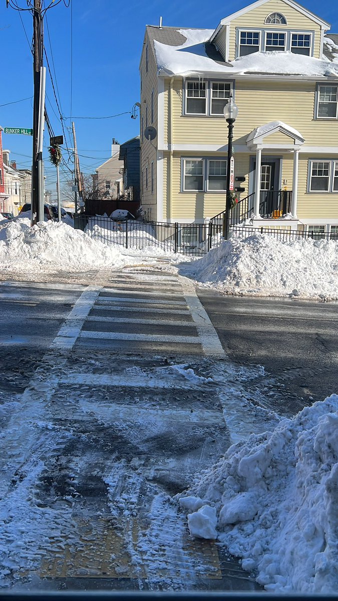 Landoliz's tweet photo. @StreetsblogMASS City doing a great job so far- bobcats cleared crosswalks. Now need to remove snow from bus stop to allow clear view for peds &amp; drivers https://t.co/HvWe0dsl1q
