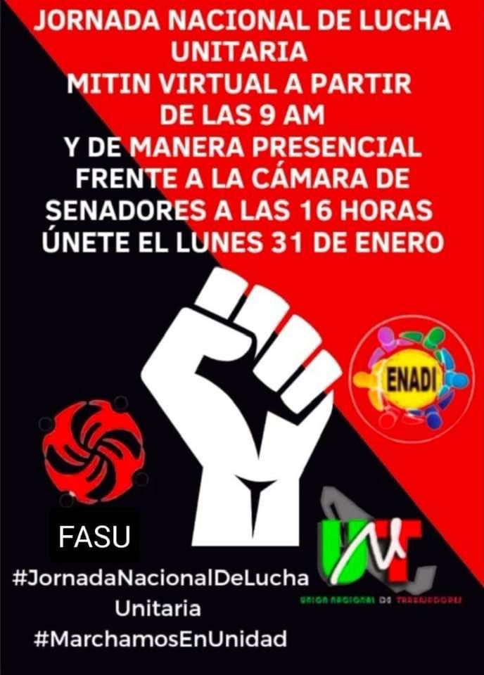 #JornadaDeLuchaUnitaria se manifieste que los trabajadores #MarchamosEnUnidad <a href="/LuisaAlcalde/">Luisa Alcalde</a> <a href="/lopezobrador_/">Andrés Manuel</a>