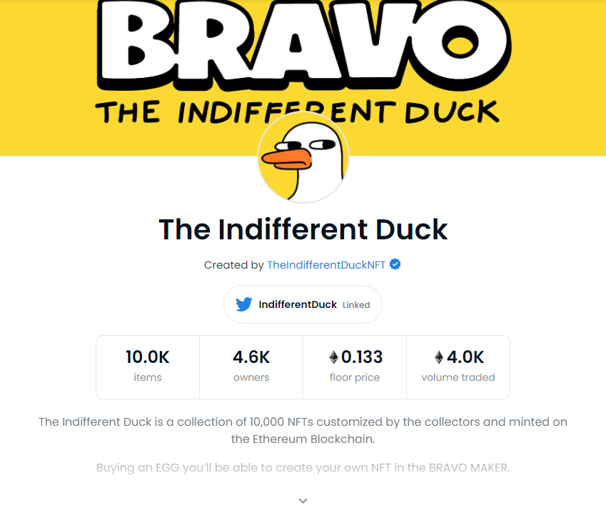 SweeptheSweeper's tweet photo. Congrats @IndifferentDuck in having 4.0k $ETH volume traded on #OpenSeaNFT in less than 23 days. 

Solid projects with nice things to come. For those who dont know, @IndifferentDuck went public and sold out on january 8th of this month.

Let's meet at the pond!

#nftart https://t.co/2jfJHjCo9I