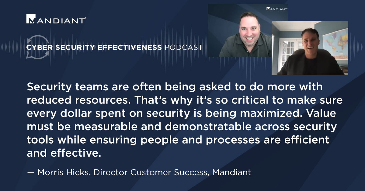 BrianContos's tweet photo. Morris Hicks, Senior Director of Customer Success at @Mandiant, talks with me about https://t.co/3jQQvIrooZ using #MandiantAdvantage to make #Cybersecurity work with limited resources.
#SecurityEffectiveness https://t.co/7ZaYeiRz0s