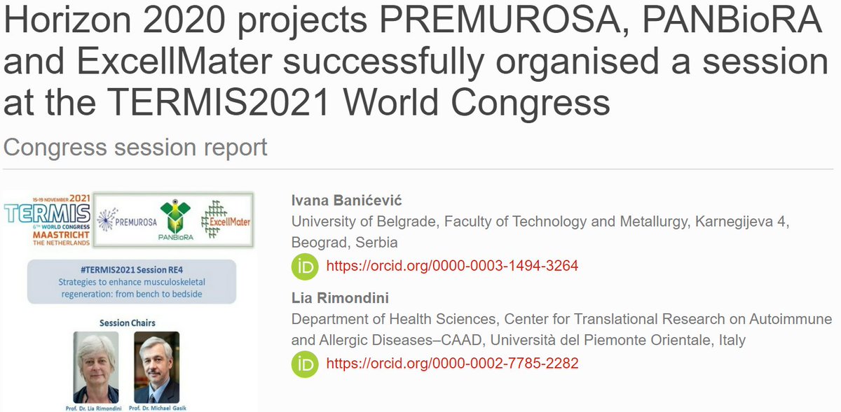 Want to know the recent updates in PREMUROSA, <a href="/PANBIORA/">PANBioRA EU-project</a> and <a href="/ExcellMater/">ExcellMater</a>? All the significant and promising outcomes of these three Horizon 2020 projects were painstakingly reviewed by Ivana Banićević (ESR4) in the journal "Chemical Industry". Take a look: ache.org.rs/HI/