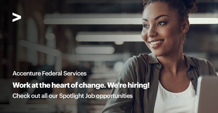 RileyPanko's tweet photo. Accenture Federal Services has immediate opportunities for exceptional talent like you. By bringing together the latest in technology and innovation, you can work at the heart of change! Be part of our incredible team! 
https://t.co/wbyVDk9Kua https://t.co/nRX2TMAmz1