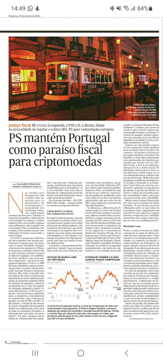 Bem, depois destas eleições vamos ver o que acontece ao nível da fiscalidade sobre #Bitcoin e #criptomoedas @Bit2me_pt