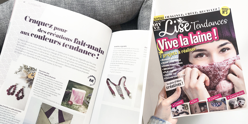 I PRESSE I L’édition n°3 de Lise Tendances est sortie la semaine dernière ! Pour ce nouveau numéro, Marion a choisi une couleur résolument tendance pour inspirer les lecteurs de ce magazine créatif ! #presse #artisanat #faitmain #madeinfrance #tendances