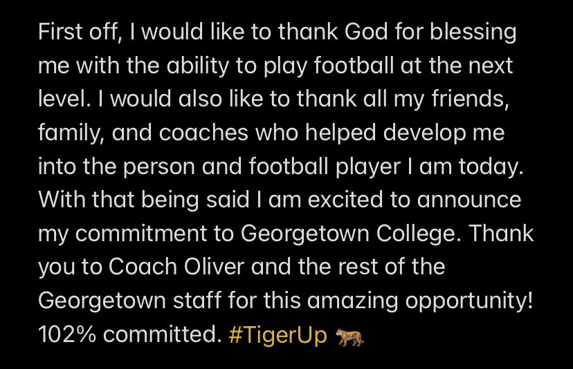 C_Benner2's tweet photo. Excited to announce my commitment to further my athletic and academic career @Gtown_Football! @GtownCoachO @CoachKellerGC @CoachThrower2 @Talk_With_Hawk @WPMQ993 https://t.co/90xBF5ayMn