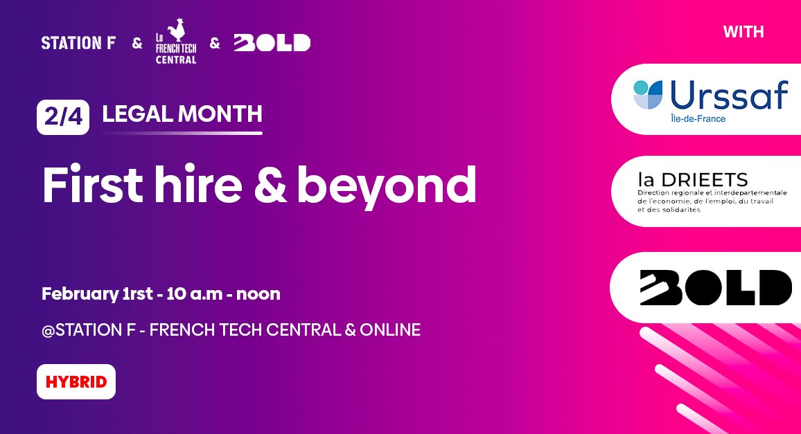 Looking to bring your first employee on board and don’t know where to start? Join the second event of the #LegalMonth on February 1, with <a href="/urssaf/">Urssaf</a>, DRIEETS &amp; <a href="/weare_bold/">WE ARE BOLD</a> and become a legendary recruiter! ⚖️

Register here 👇
lyyti.fi/reg/LEGAL_MONT…